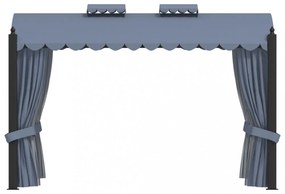 antracitszürke acélpavilon függönyökkel 3 x 4 m