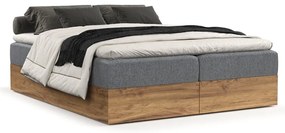 Szürke-natúr színű ágyneműtartós boxspring ágy 180x200 cm Faro – Maison de Rêve