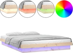 vidaXL kis kétszemélyes tömör fa LED-es ágykeret 120 x 190 cm