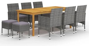 vidaXL 11 részes szürke kerti étkezőgarnitúra