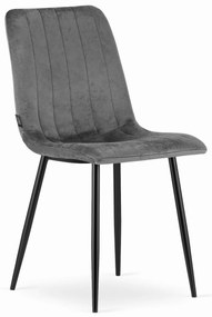 AKCIÓ Szürke bársonyszék LAVA fekete lábakkal II. osztály