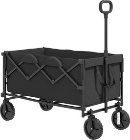 Outsunny Kerti Kocsi 100 kg Terhelhetőségű, Összecsukható Továbbfejlesztett Szállítókocsi, Levehető Ponyvával, Kerekekkel, Kézikocsi 160 Literes Eszkö