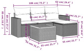 5 részes bézs polyrattan kerti ülőgarnitúra párnákkal