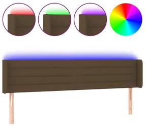 sötétbarna szövet LED-es fejtámla 163 x 16 x 78/88 cm