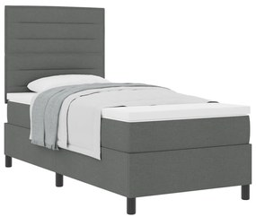 Box Spring Ágy Matraccal Sötétszürke 90x200 cm Szövet