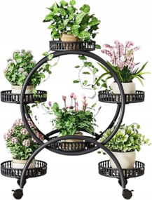 Virágágyás Fém Kerekes Állvány Loft Növények Fekete 75 cm