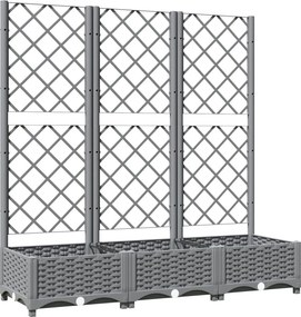 vidaXL világosszürke PP rácsos kerti ültetőláda 120 x 40 x 121,5 cm