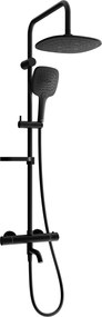 Mexen KX17 zuhanyfej felső fejjel 24 cm, Kai termosztatikus kádcsapteleppel, fekete, 779001791-70