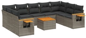 vidaXL 10 részes szürke polyrattan kerti ülőgarnitúra párnákkal