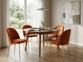 Étkezőszék INCA VELVET arany lábakkal, terrakotta