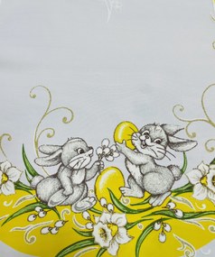 Húsvéti terítő Nyuszik sárga 90x90cm TiaHome