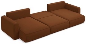 Terrakotta színű bársony kinyitható-tárolóhelyes (U alakú) sarokkanapé Kapua – Makamii