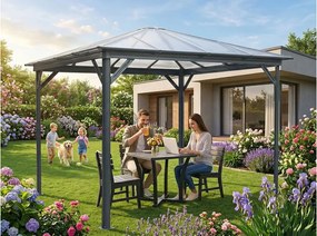 kerti pavilon LANITPLAST 33 antracit + átlátszó PC LG2468