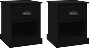 vidaXL 2 db fekete szerelt fa éjjeliszekrény 39 x 39 x 47,5 cm