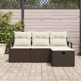 Kerti Kanapé Szett 4 pcs Barna és krémszínű 175 x 117 x 85 cm
