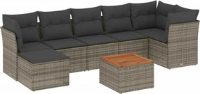 vidaXL 8 részes szürke polyrattan kerti ülőgarnitúra párnákkal
