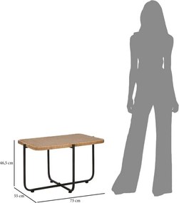 Fekete-natúr színű rattan dohányzóasztal 55x75 cm Cebu – Mauro Ferretti