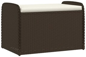 barna polyrattan tárolópad párnával 80 x 51 x 52 cm