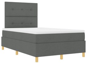 Box Spring Ágy matraccal &amp; LED világítással, Sötét szürke 120x190 cm Szövet