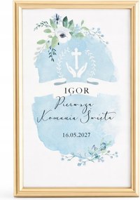 Tábla fiú közösségi asztalra Kék ágak (+arany keret)