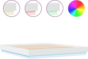 vidaXL fehér ágykeret LED-világítással 200 x 200 cm