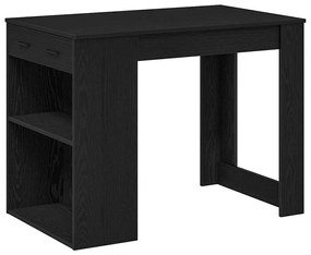 íróasztal fiókkal polccal fekete tölgy 102x62x77,5cm gépelt fa
