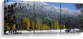 Kép - havas hegyek télen (órával) (90x30 cm)