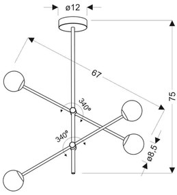 Csillár rúdon PAKSOS 4xG9/5W/230V fekete