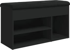 vidaXL fekete szerelt fa cipőtároló pad 82 x 32 x 45,5 cm
