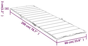 kék oxford szövet napozóágy párna 200 x 60 x 3 cm