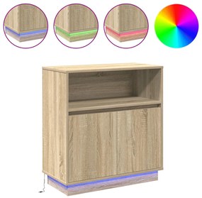 LED-es oldalbordás szekrény Sonoma tölgy 71x34,5x75 cm Műanyag