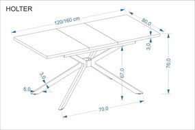 Holter bővíthető étkezőasztal aranytölgy 120-160cm