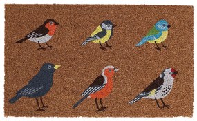 Színes madaras kókuszrost lábtörlő, 75 x 45 cm