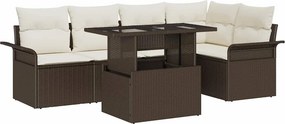 vidaXL Kerti Kanapé Szett párnával 6 pcs Barna polirattan