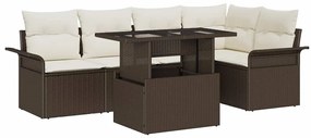 vidaXL Kerti Kanapé Szett párnával 6 pcs Barna polirattan