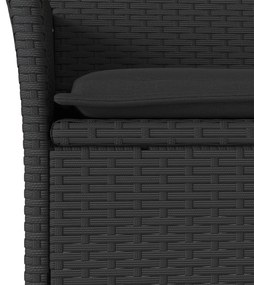 5 részes fekete polyrattan/üveg kerti étkezőgarnitúra párnákkal
