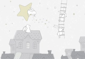 Tapéta Nyulak csillagok álom létra 520x318 gyerekszobába +ragasztó
