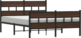 vidaXL barna tölgy színű fém ágykeret matrac nélkül 150 x 200 cm