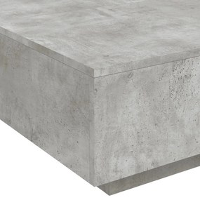 betonszürke dohányzóasztal LED-lámpákkal 80 x 8 0x 31 cm