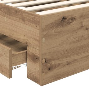 vidaXL Ágykeret fiókkal fejtámlával Artisan tölgy 100 x 200 cm Faanyag