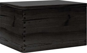 vidaXL Fa doboz tetővel fekete 40x30x23 cm tömör fa fenyő