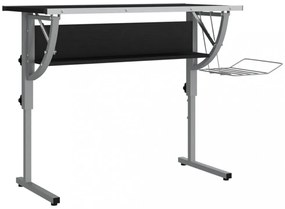 fekete-szürke szerelt fa és acél íróasztal 110x53x(58-87) cm