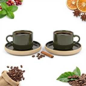 Csésze Kávéscsésze Csészealjjal Tea Kávé 200 ml Zöld Ø 8,5cm