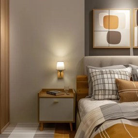 Brilagi - Fali lámpa NUBILA WOOD 1xE27/25W/230V tölgy/szürke