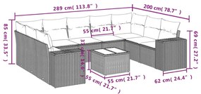 10 részes bézs polyrattan kerti ülőgarnitúra párnával