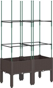 vidaXL barna polipropilén rácsos kerti ültetőláda 80 x 40 x 142,5 cm