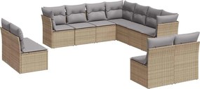 vidaXL 11 részes bézs polyrattan kerti ülőgarnitúra párnákkal