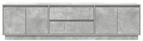 betonszürke TV-szekrény LED lámpákkal 193,5x41x50 cm