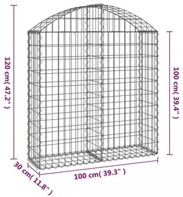 íves horganyzott vas gabion kosár 100x30x100/120 cm