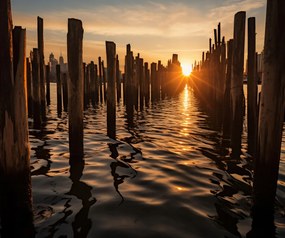 Poszter 60x50cm Naplemente a cölöpöknél